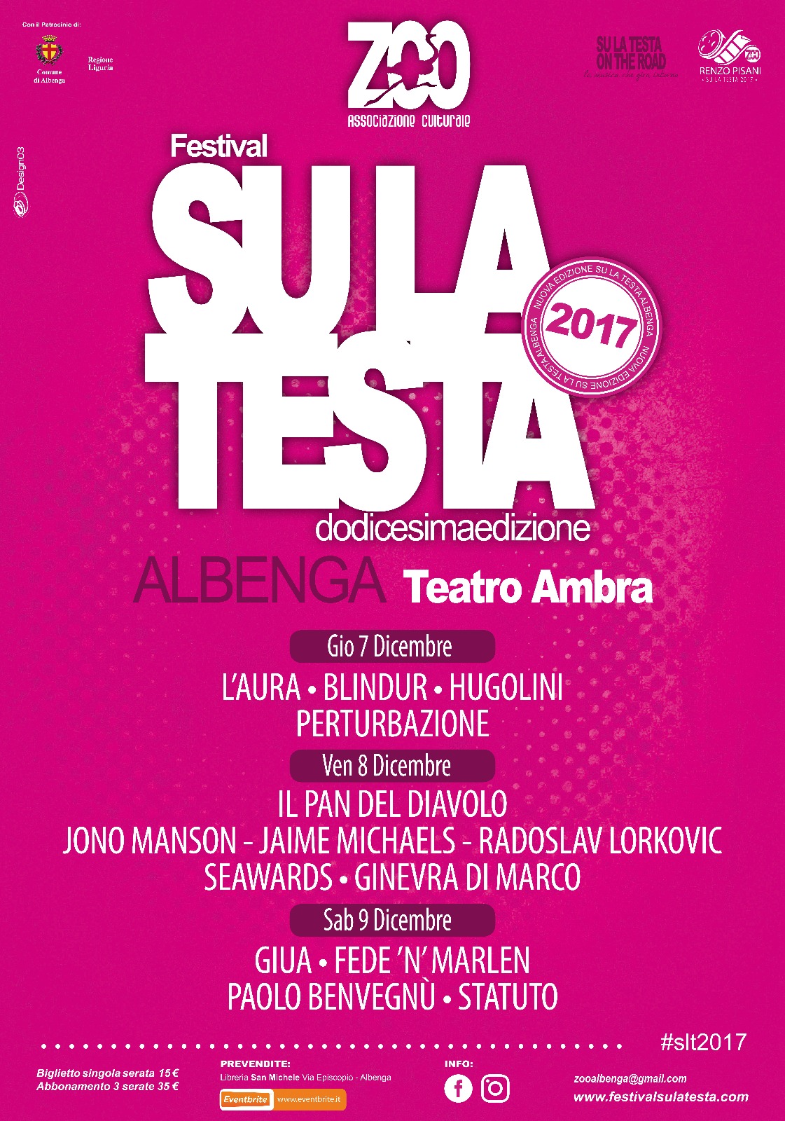     SU LA TESTA 2017: TUTTI I SEGRETI NELLA CONFERENZA STAMPA DEL 1° DICEMBRE DEL FESTIVAL DI ALBENGA