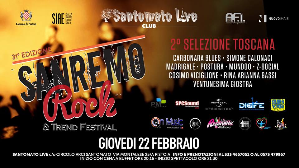 Sanremo Rock torna in Toscana: 2^ tappa di selezioni live a Pistoia