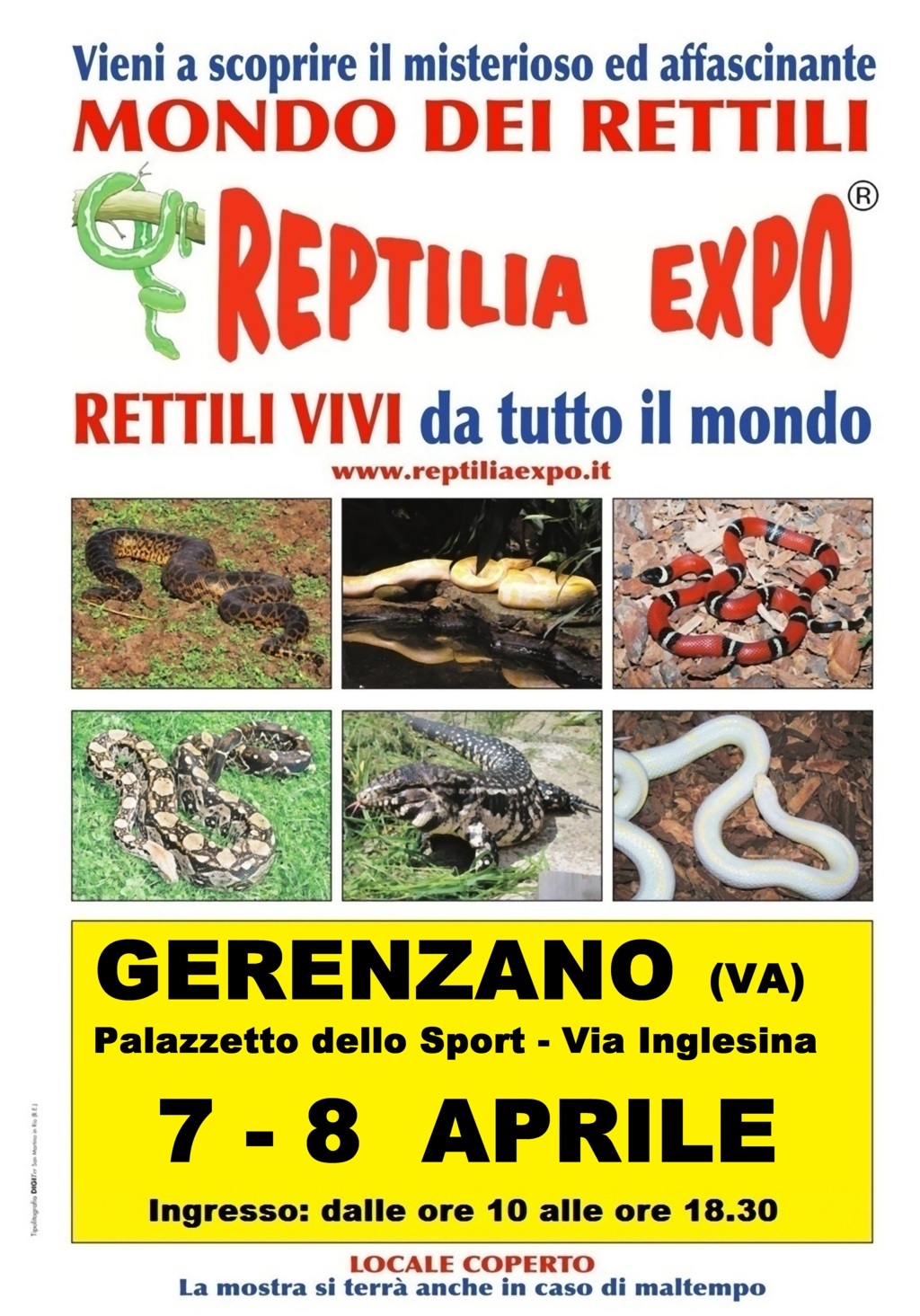 L'affascinante mondo dei rettili in Mostra al Palazzetto dello Sport di GERENZANO (Va)