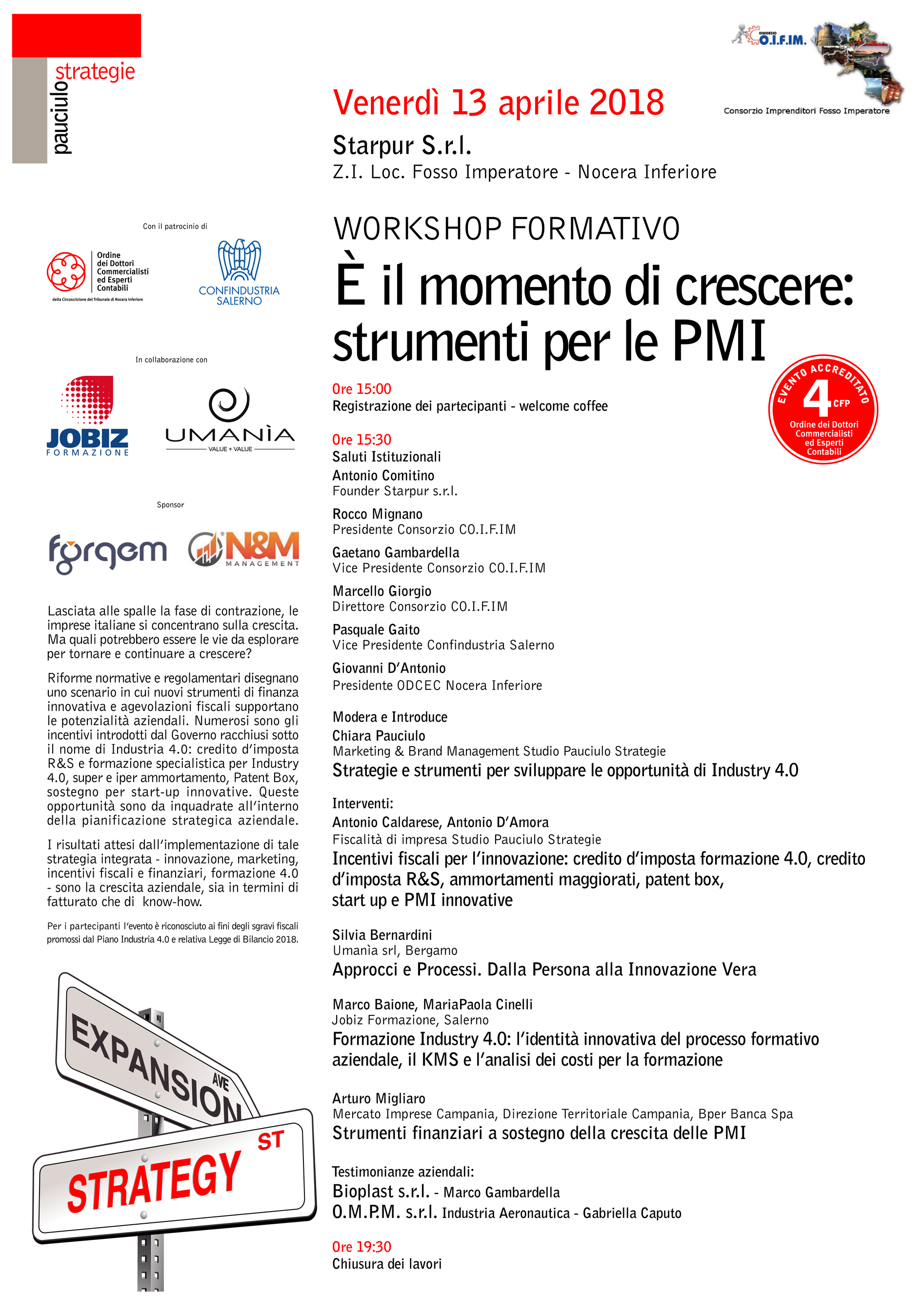 WORKSHOP GRATUITO ACCREDITATO PAUCIULO STRATEGIE “È IL MOMENTO DI CRESCERE: STRUMENTI PER LE PMI”