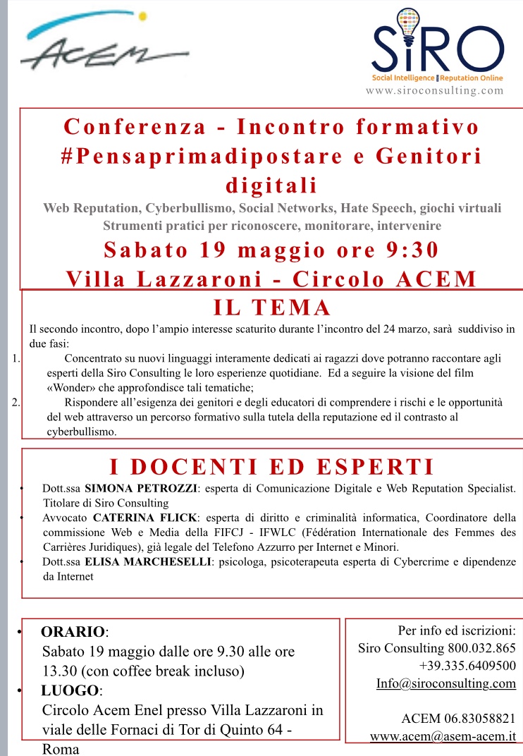 Web Reputation, Cyberbullismo, Social Networks, Hate Speech, giochi virtuali Strumenti pratici per riconoscere, monitorare, intervenire