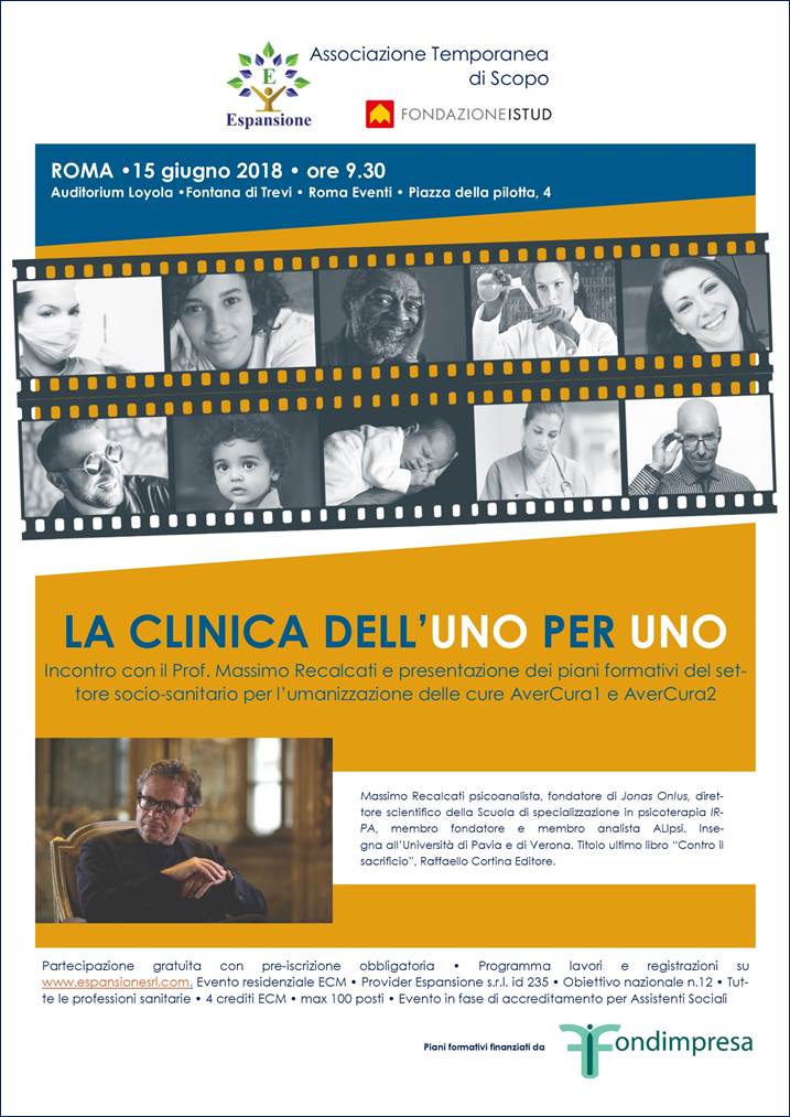  “La clinica dell’uno per uno”  Incontro con il prof. Massimo Recalcati e presentazione dei piani formativi del settore socio-sanitario per l’umanizzazione delle cure AverCura 1 e AverCura 2