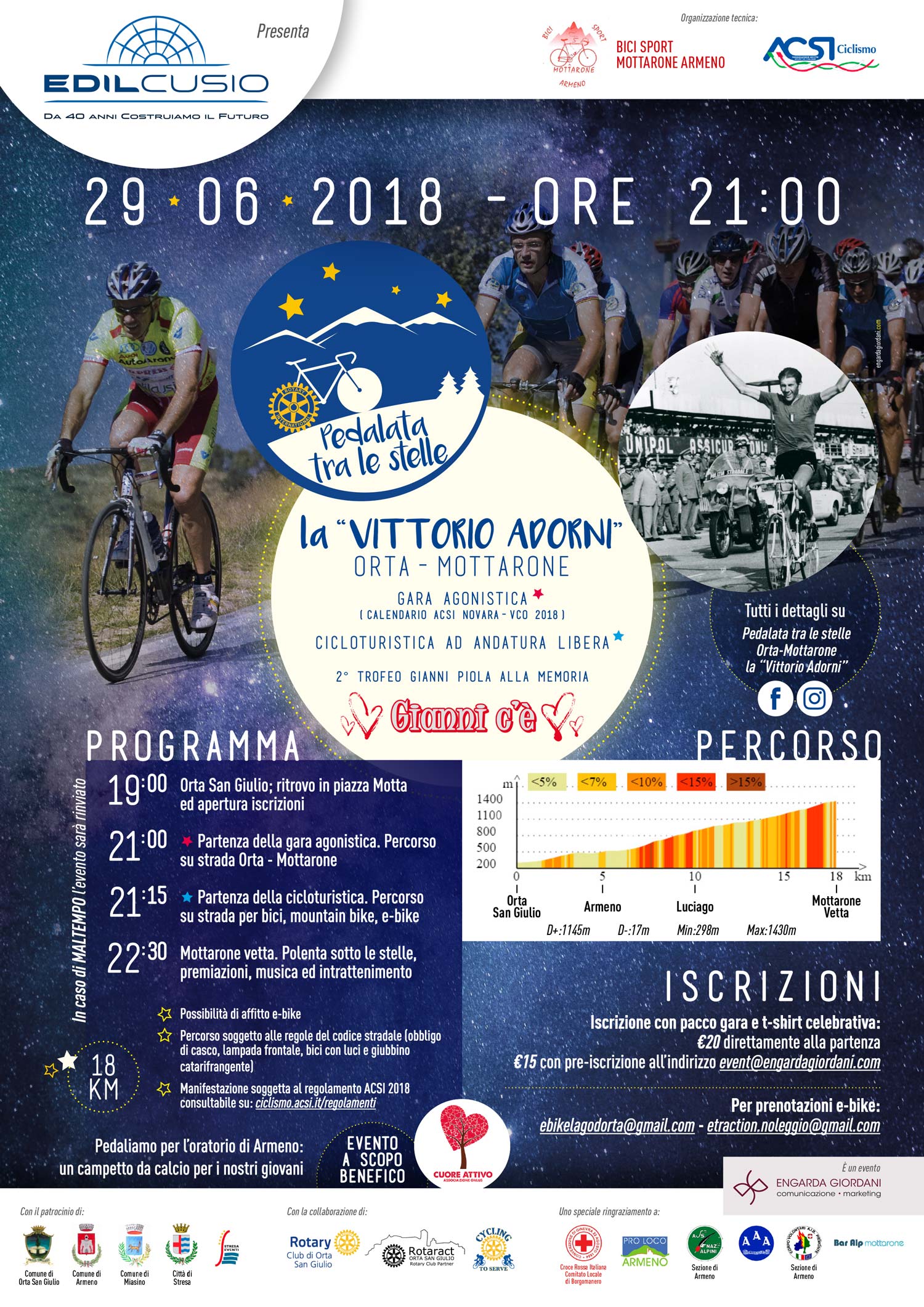 2° “Pedalata tra le Stelle”: venerdì 29 giugno in notturna la 