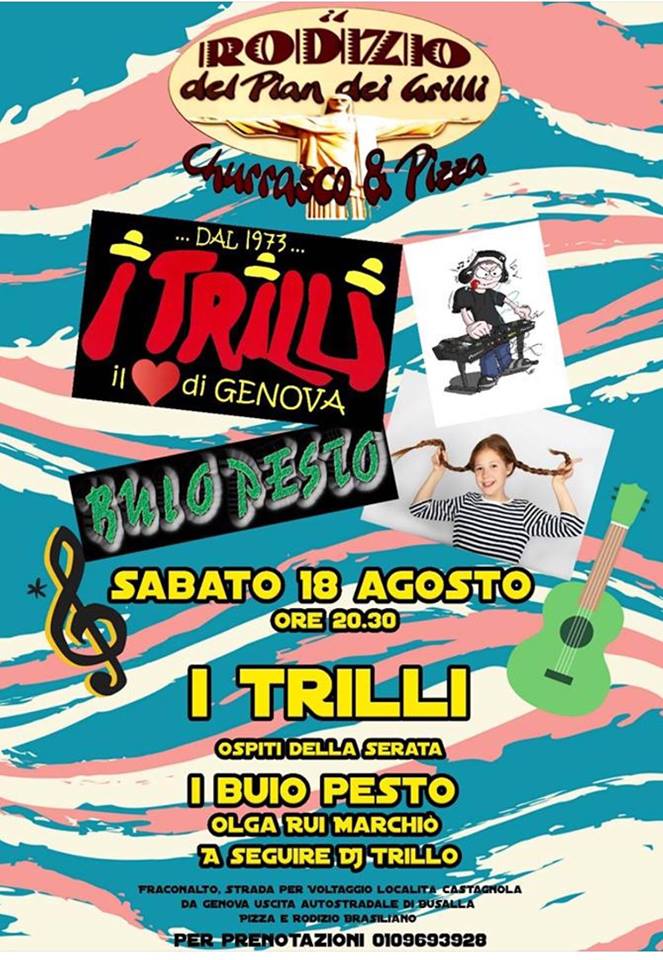 Serata zeneize al Rodizio del Pian de Grilli con I Trilli e Buio Pesto