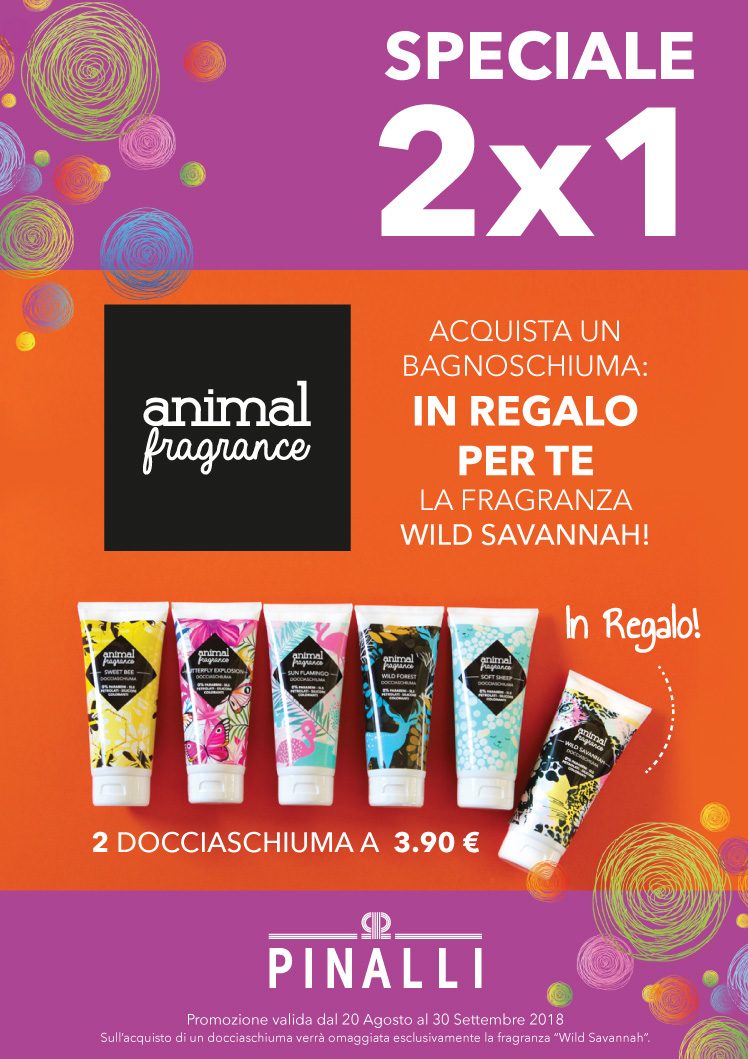 Incredibile promo solo da Pinalli: fino al 30 settembre con l’acquisto di un bagnoschiuma Animal Fragrance, subito in regalo un bagnoschiuma nella fragranza Wild Savannah!