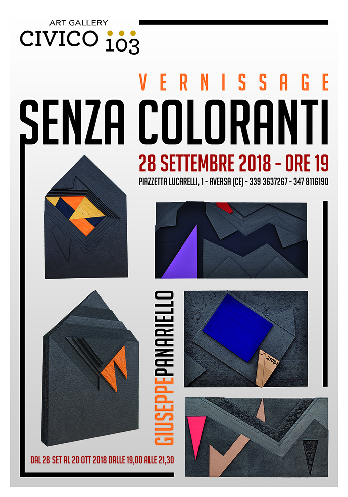 “SENZACOLORANTI” di Giuseppe Panariello, vernissage il venerdi 28 settembre 2018 alle ore 19