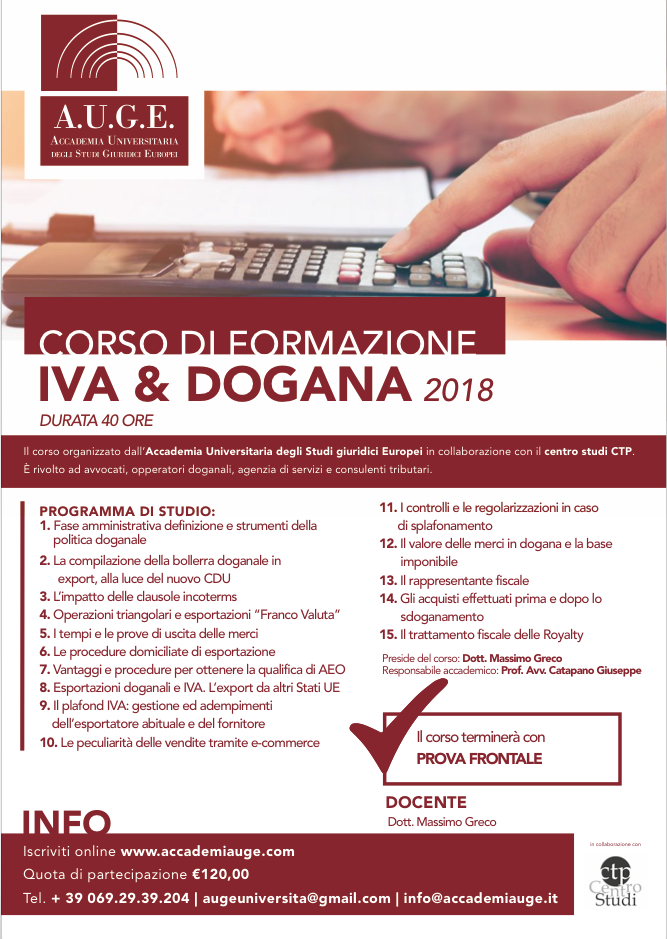 Accademia degli studi giuridici europei: Corso Iva e Dogana 