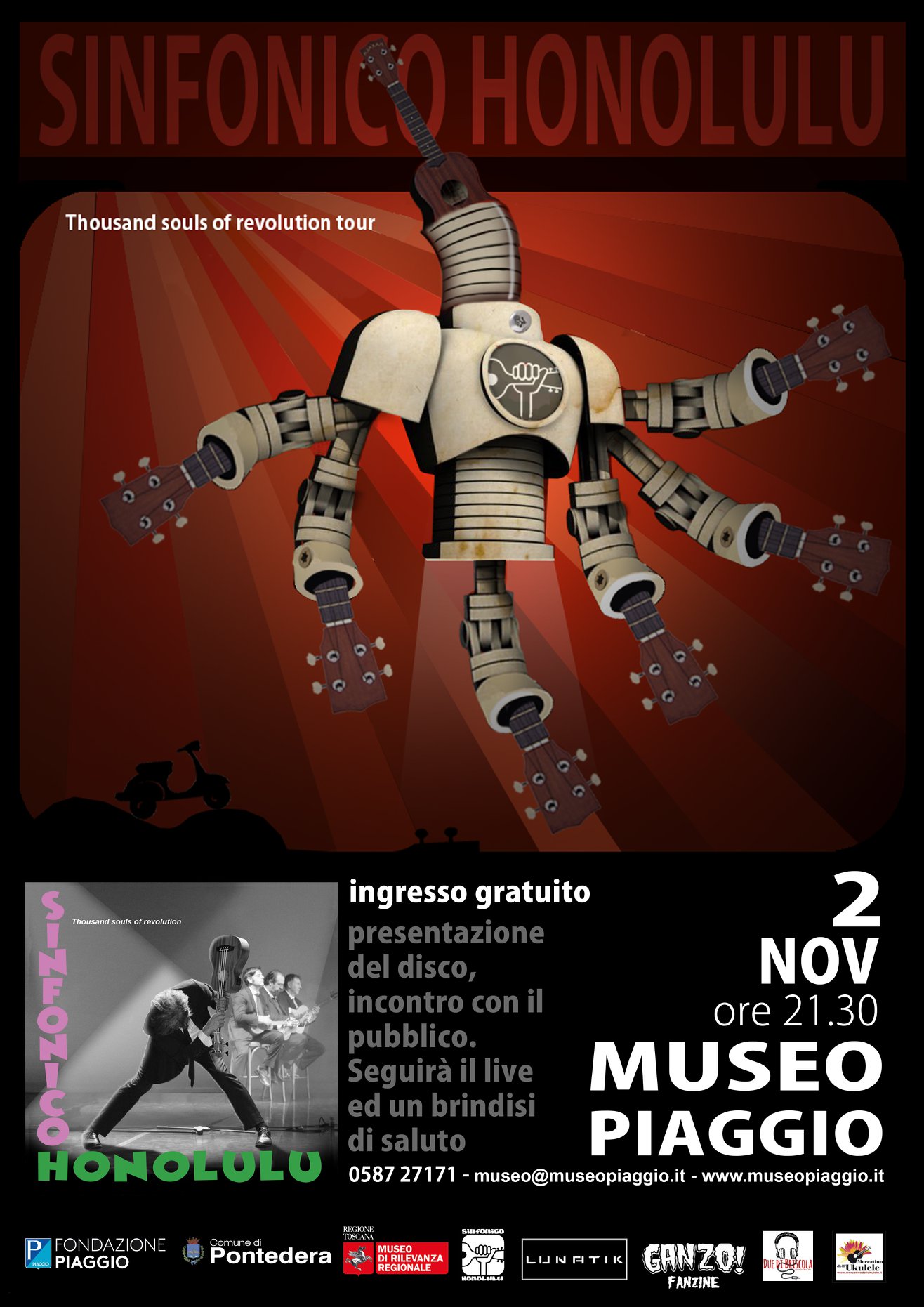 Venerdì 2 novembre, al Museo Piaggio di Pontedera (PI), i Sinfonico Honolulu 