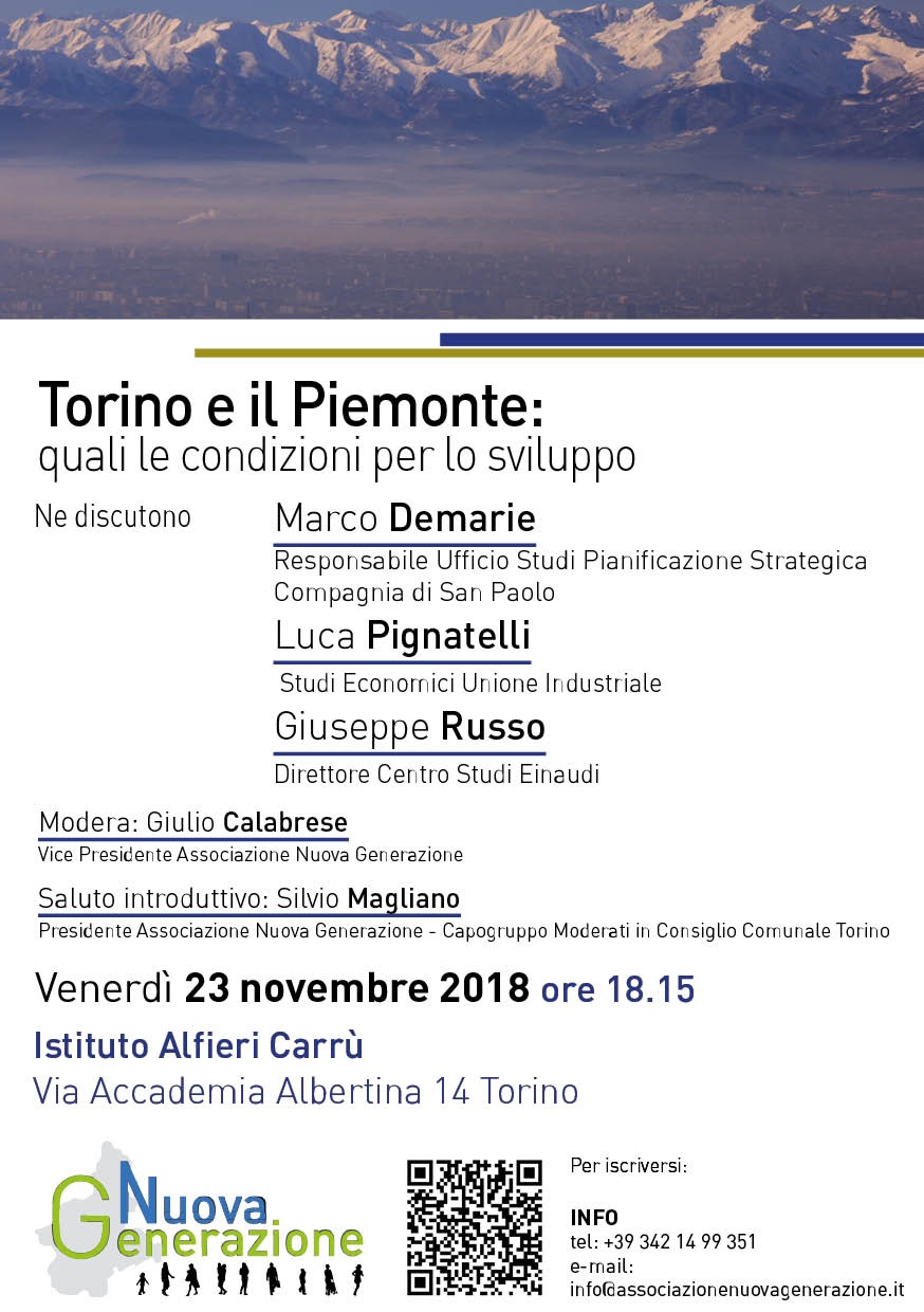 Domani (venerdì 23/11) a Torino si parla di crescita e futuro di città e regione