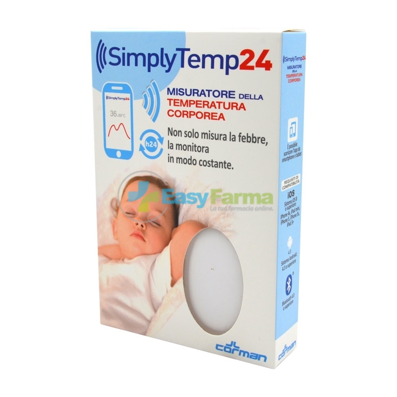 Da oggi con Easyfarma:Tu misuri la febbre al tuo bambino H24 lui nemmeno se ne accorge con SimplyTemp24 