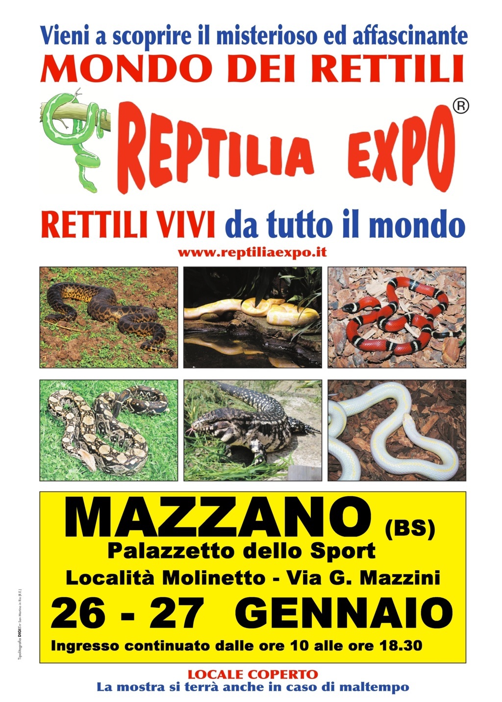 L'affascinante mondo dei rettili in Mostra al Palazzetto dello Sport di Mazzano (Brescia)