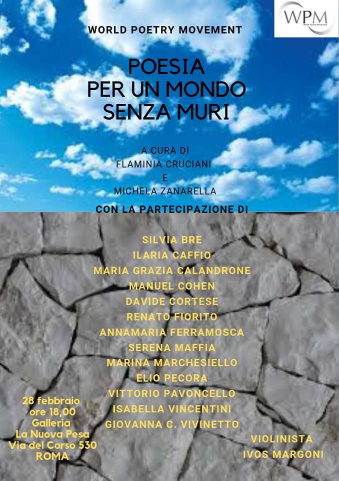 A Roma un reading di poesia “Per un mondo senza muri”