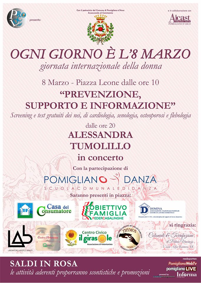 Pomigliano d'Arco festeggia la donna: musica, prevenzione, antiviolenza e make-up gratuiti in piazza