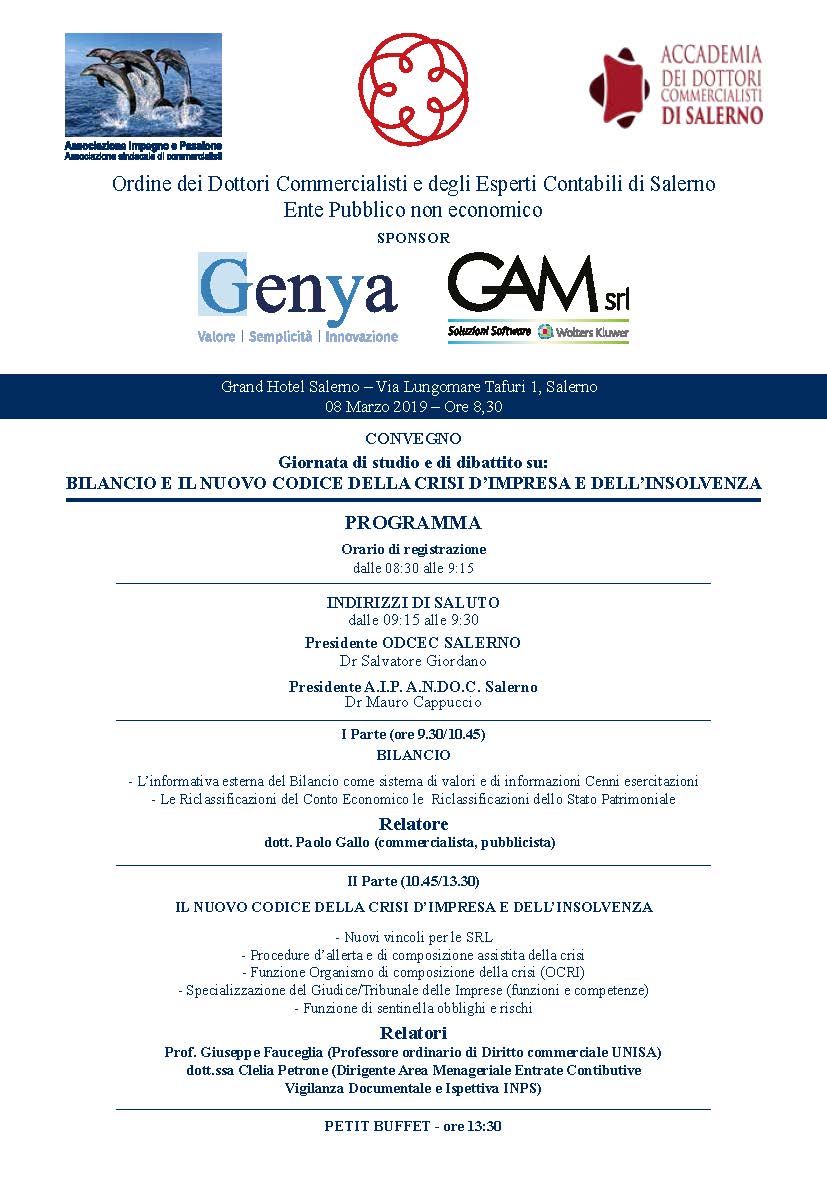 Responsabilità esagerate per i professionisti nel Nuovo Codice della Crisi di Impresa, l'allarme lanciato dai commercialisti salernitani