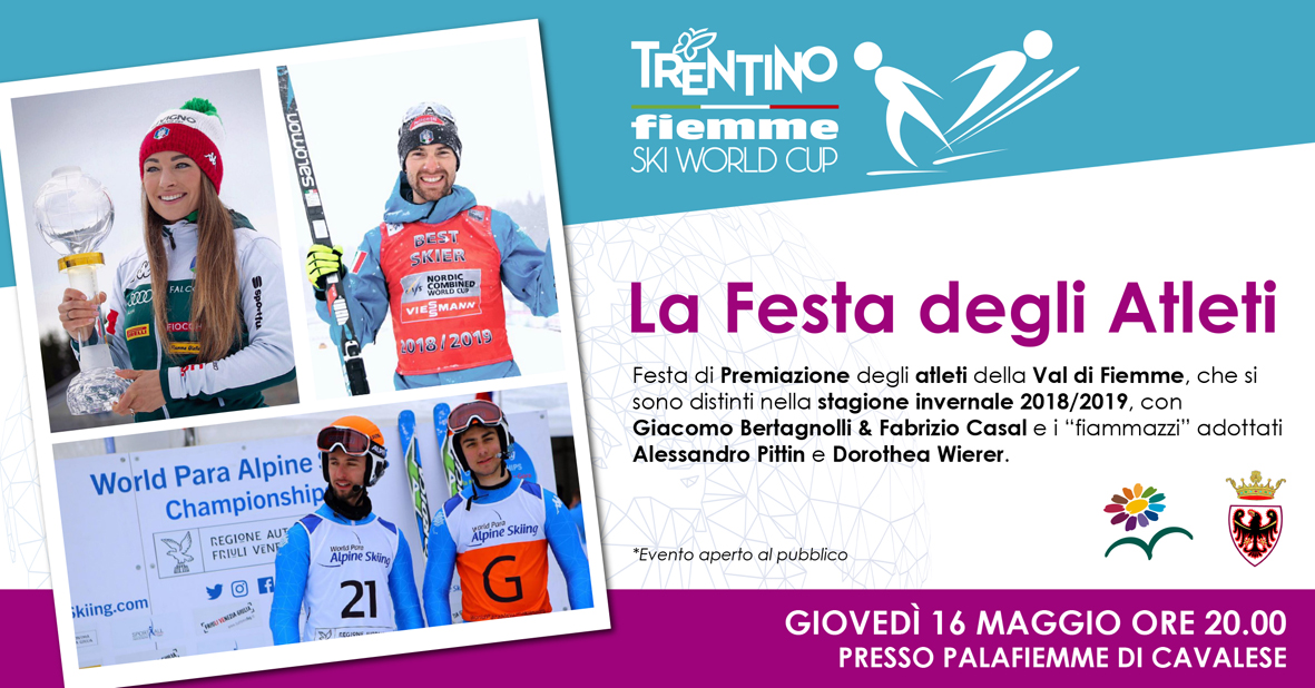 FIEMMESI DELLO SPORT PROTAGONISTI NEL MONDO. IL 16 MAGGIO SERATA LORO DEDICATA AL PALAFIEMME