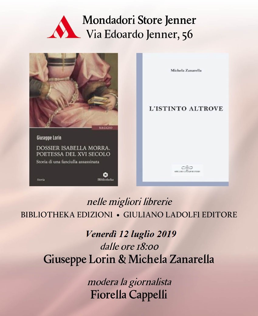 ‘Dossier Isabella Morra’ e ‘L’istinto altrove’ da Mondadori Store Jenner