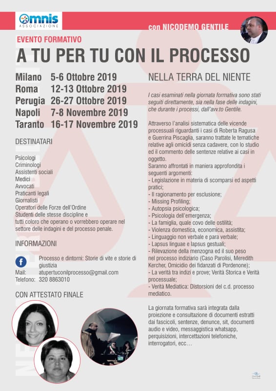 “A TU PER TU CON IL PROCESSO”: Evento Formativo “Nella Terra Del Niente” Con L’Avv.To Nicodemo Gentile