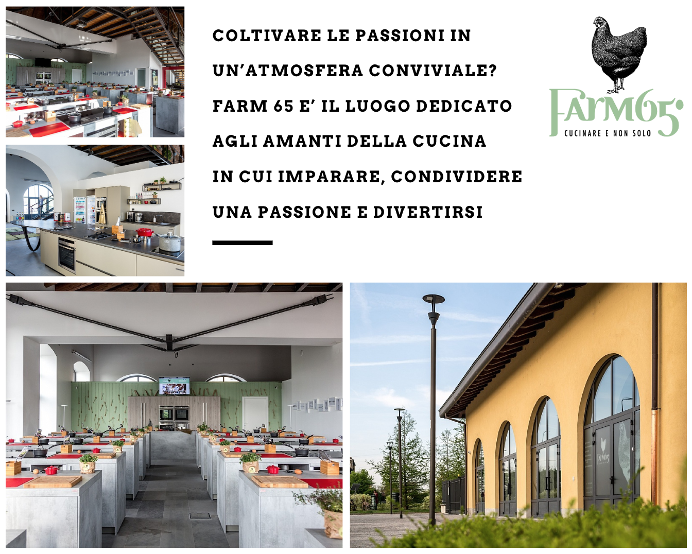 Coltivare le passioni in un’atmosfera conviviale? Farm 65 è il luogo dedicato agli amanti della cucina in cui imparare, condividere una passione e divertirsi