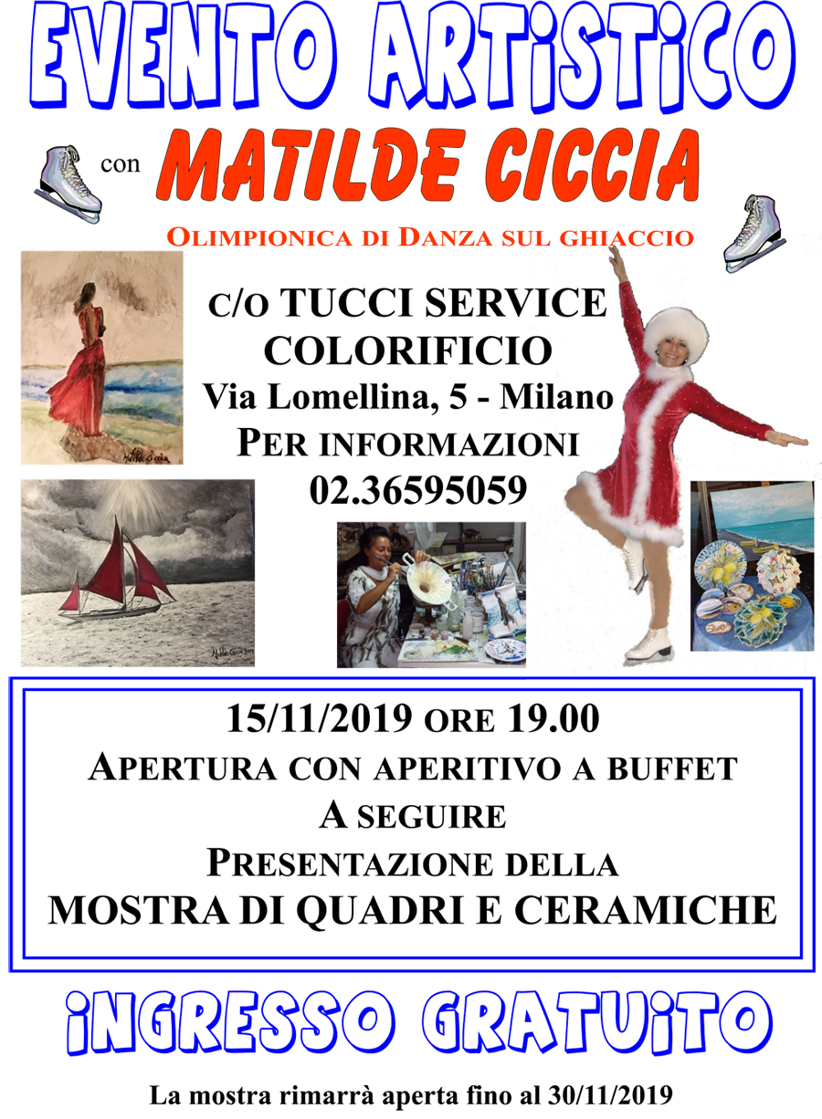 Vernissage di dipinti e ceramiche per l’olimpionica della danza sul ghiaccio Matilde Ciccia