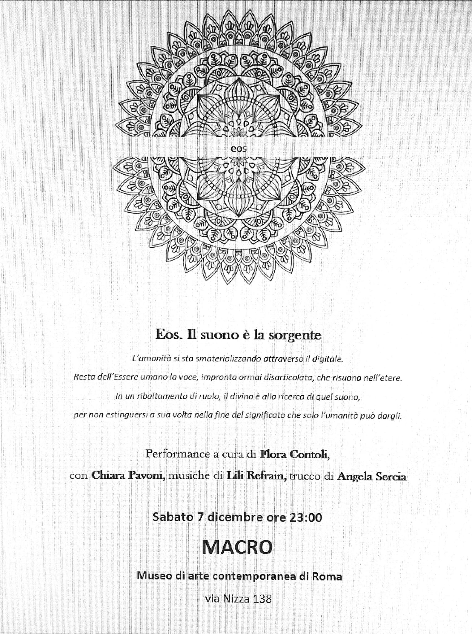  EOS al Macro, performance a cura di Flora Contoli con Chiara Pavoni