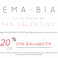 EMA-BIA accessori moda promo San Valentino:  Uno sconto speciale del 20% su tutti gli articoli 