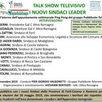 IL GAL L’ALTRA ROMAGNA ORGANIZZA IL TALK SHOW TV PING PONG “I NUOVI SINDACI LEADER” DEL 28 NOVEMBRE 2019