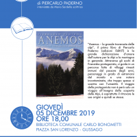 Giovedì 5 dicembre presentazione libro “ANEMOS La grande traversata delle Alpi” di Piercarlo Paderno