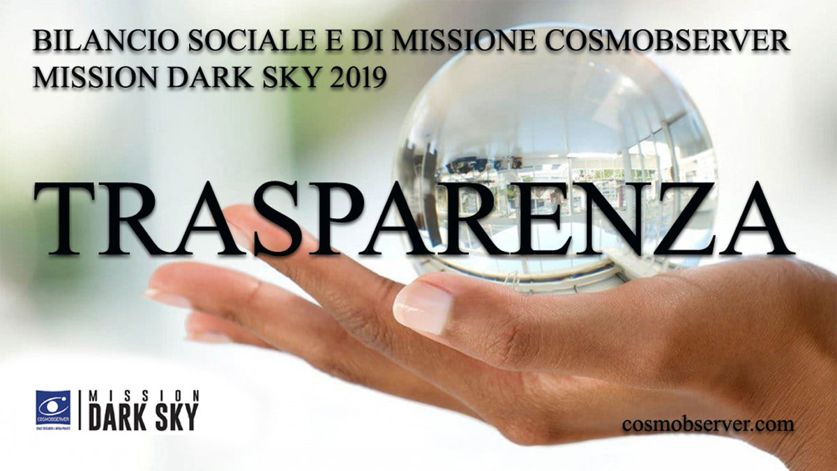 COSMOBSERVER e MISSION DARK SKY pubblicano il Bilancio sociale e di missione 2019