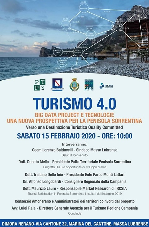 La Penisola Sorrentina, una destinazione Quality Committed nel workshop sul Turismo 4.0 a Massa Lubrense sabato 15 febbraio