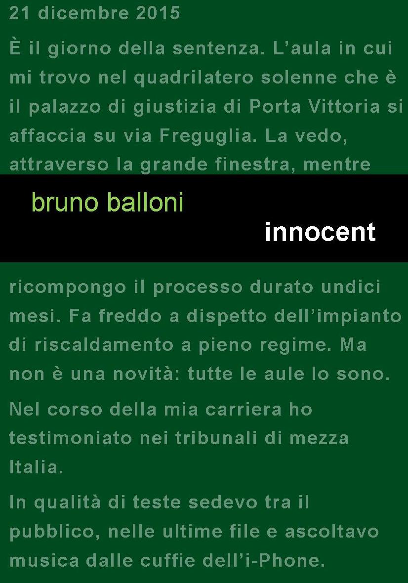 Project annuncia l’uscita del nuovo romanzo di Bruno Balloni “Innocent”