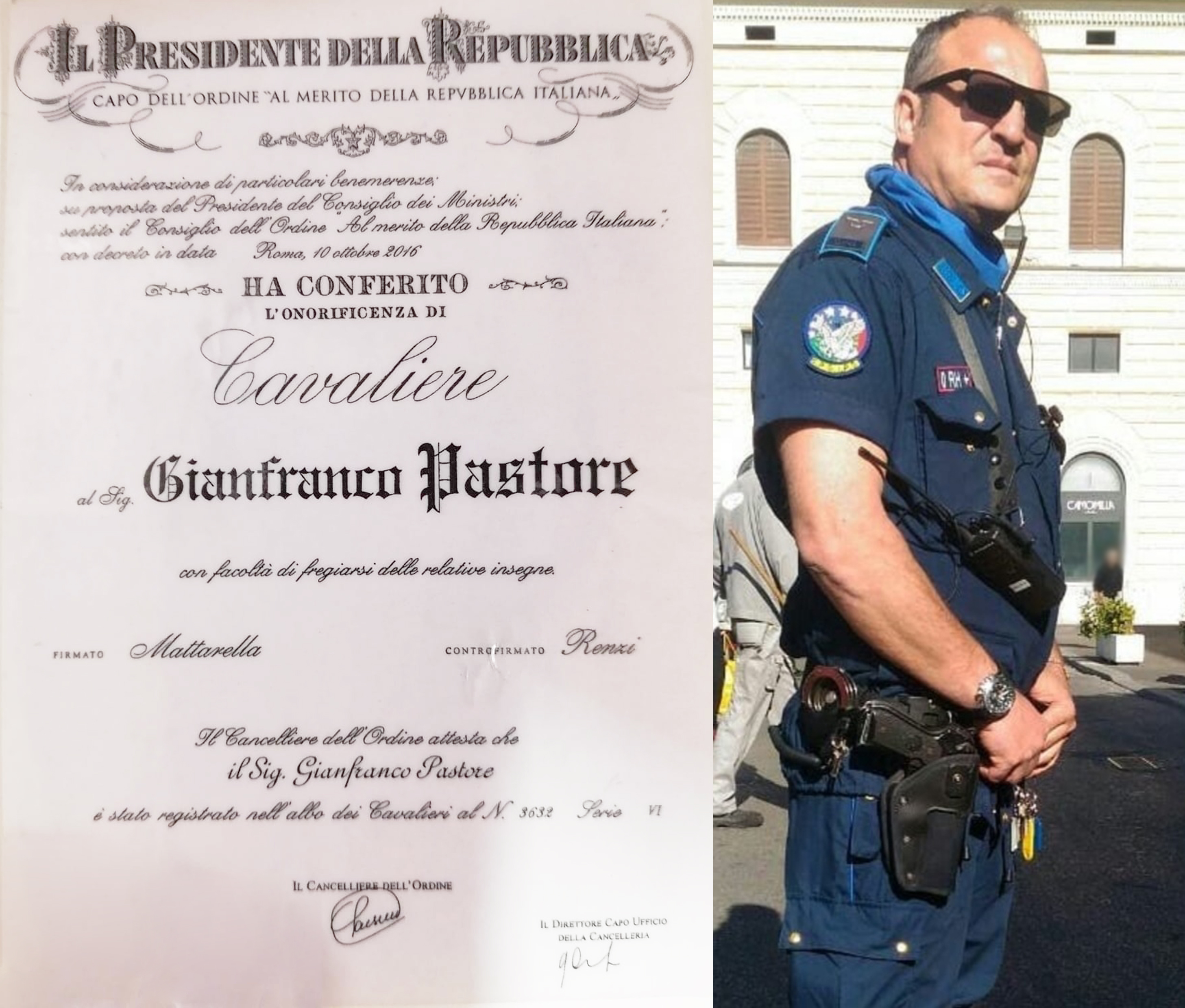  Gianfranco Pastore, Guardia Giurata, Cavaliere al Merito della Repubblica Italiana.