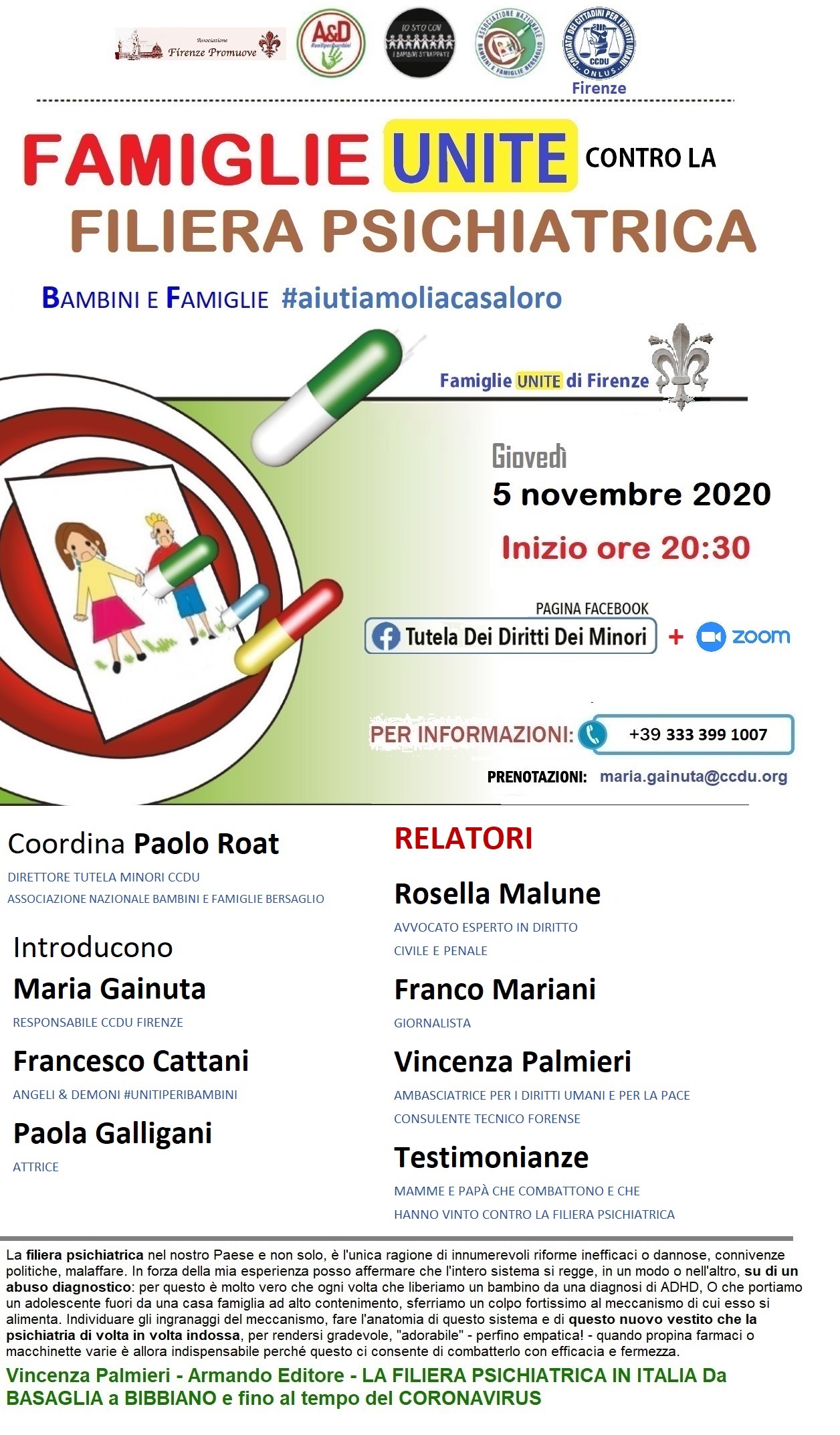 Convegno “Famiglie unite contro la Filiera Psichiatrica”