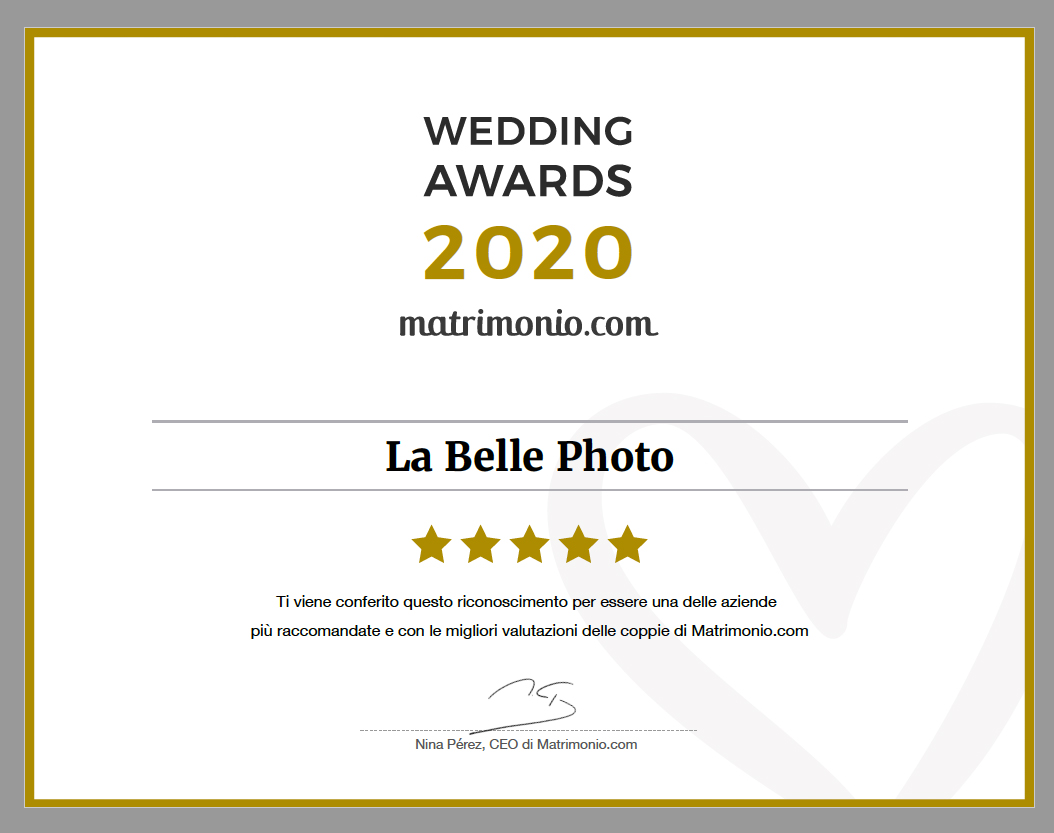 Fotografo Internazionale Fedele Forino Vincitore del Premio Wedding Award 2020