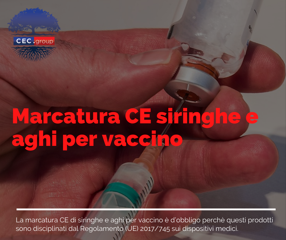 Marcatura CE siringhe e aghi per vaccino