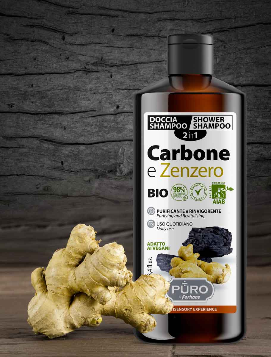 Doccia Shampoo BIO Carbone e Zenzero, l’azione purificante degli ingredienti naturali 