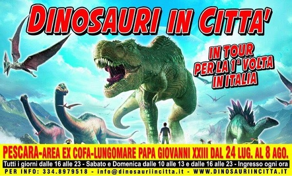 Il tour “Dinosauri in città” a Pescara, dall’ Inghilterra per la prima volta in Italia 