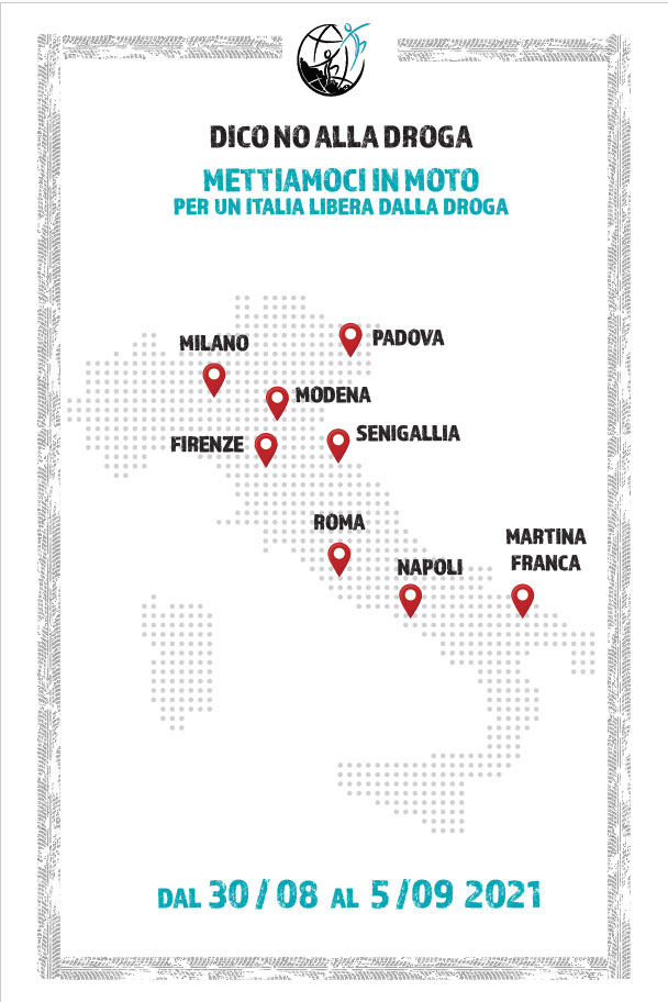 Ultima tappa a Padova della 1° edizione del Motogiro Nazionale Dico No alla droga Mettiamoci in moto per un Italia libera dalla droga.