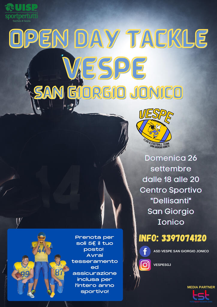 Vespe San Giorgio Jonico, tutto pronto per l'Open Day Tackle