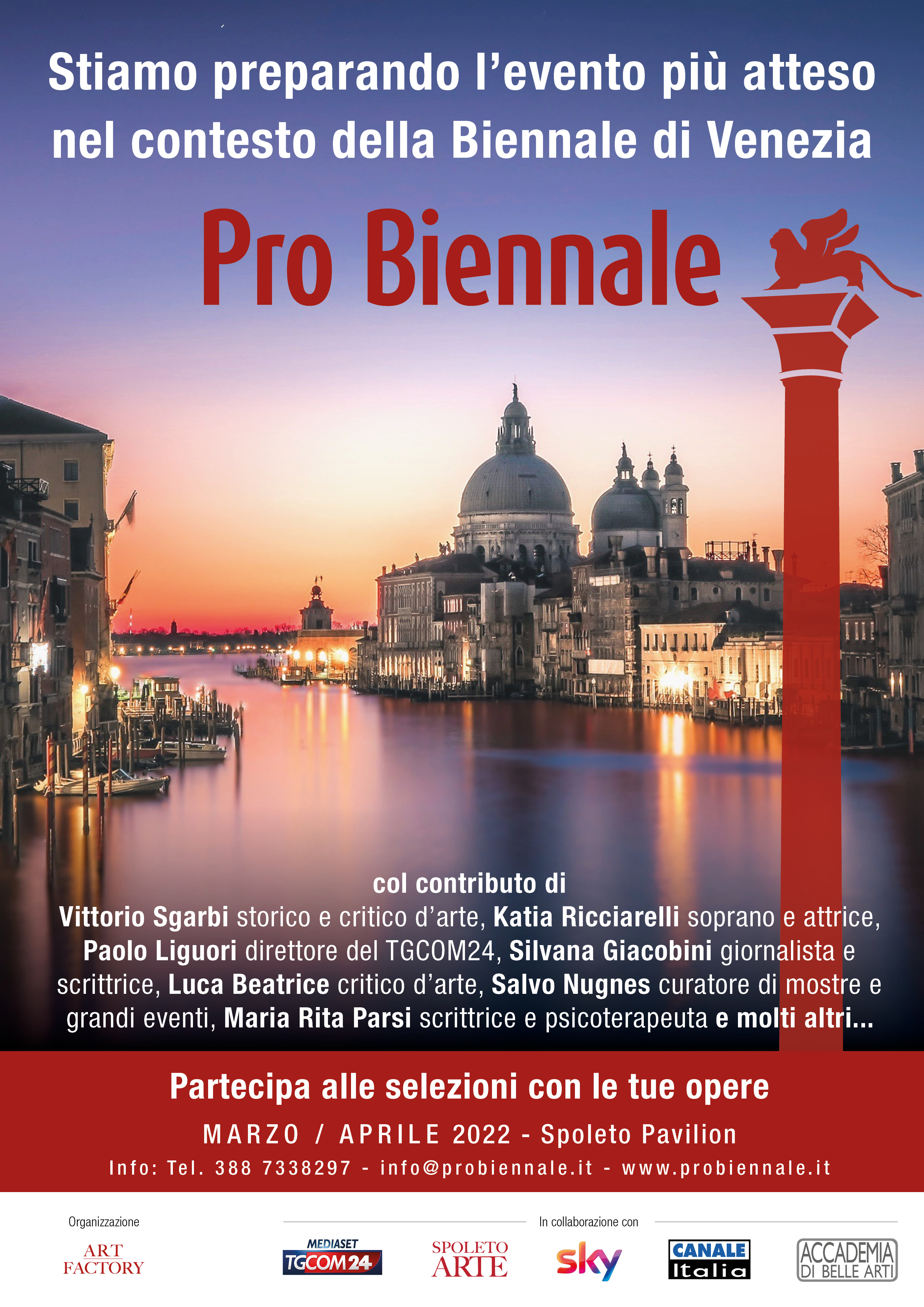 PRO BIENNALE 2022: artisti da diversi Paesi a Venezia con Nugnes, Sgarbi e tanti altri ospiti