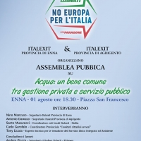 L’ACQUA : UN DIRITTO INALIENABILE O UNA MERCE? ASSEMBLEA PUBBLICA DI ITALEXIT A ENNA ALTA