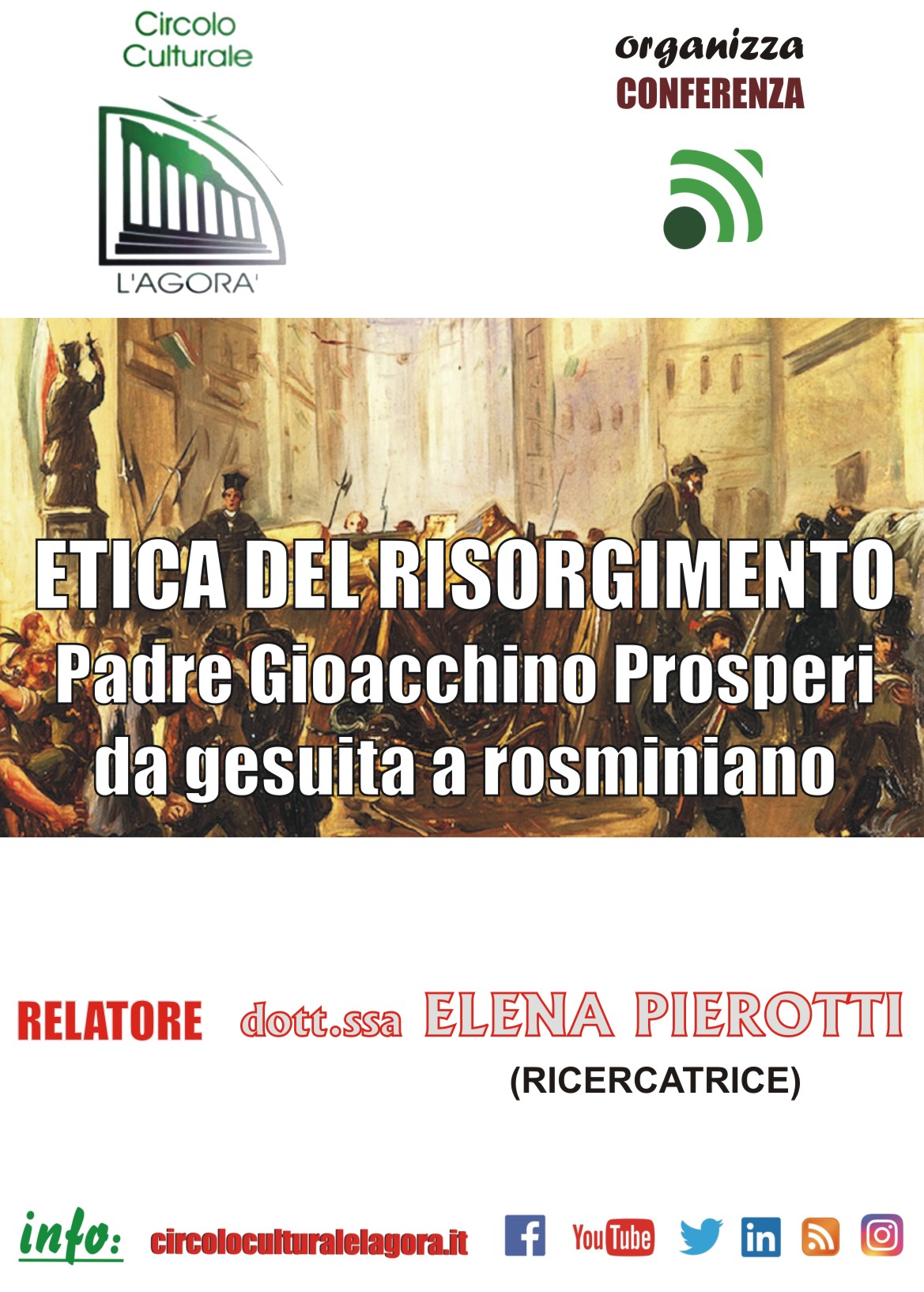 La ricercatrice toscana Elena Pierotti  ospite del  Circolo Culturale “L’Agorà” in un incontro sul Risorgimento italiano