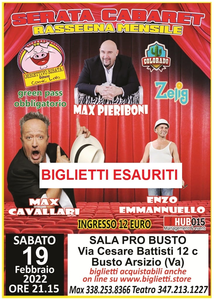 Serata Cabaret al sold out!!! Obiettivo risata il nuovo progetto...