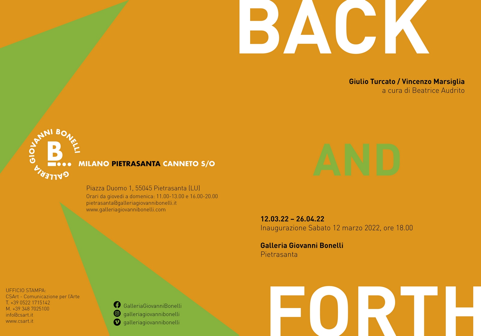 BACK AND FORTH. Giulio Turcato / Vincenzo Marsiglia