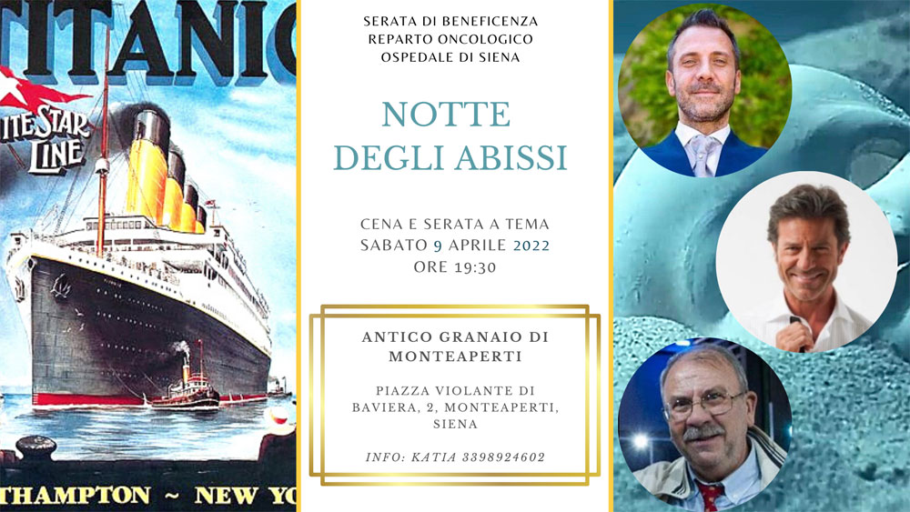 “Notte degli Abissi” serata di beneficenza per il Reparto Oncologico dell'Ospedale di Siena