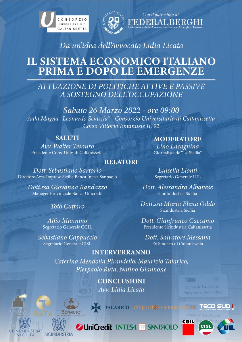 Sindacati, organizzazioni datoriali e istituti bancari a confronto. Al Consorzio Universitario di Caltanissetta un convegno ideato dall'avvocato Lidia Licata