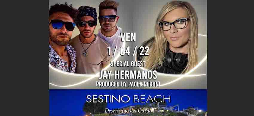 L’1 aprile ’22 Paola Peroni dj set @ Sestino Beach Desenzano (BS) con i Jay Hermanos Live