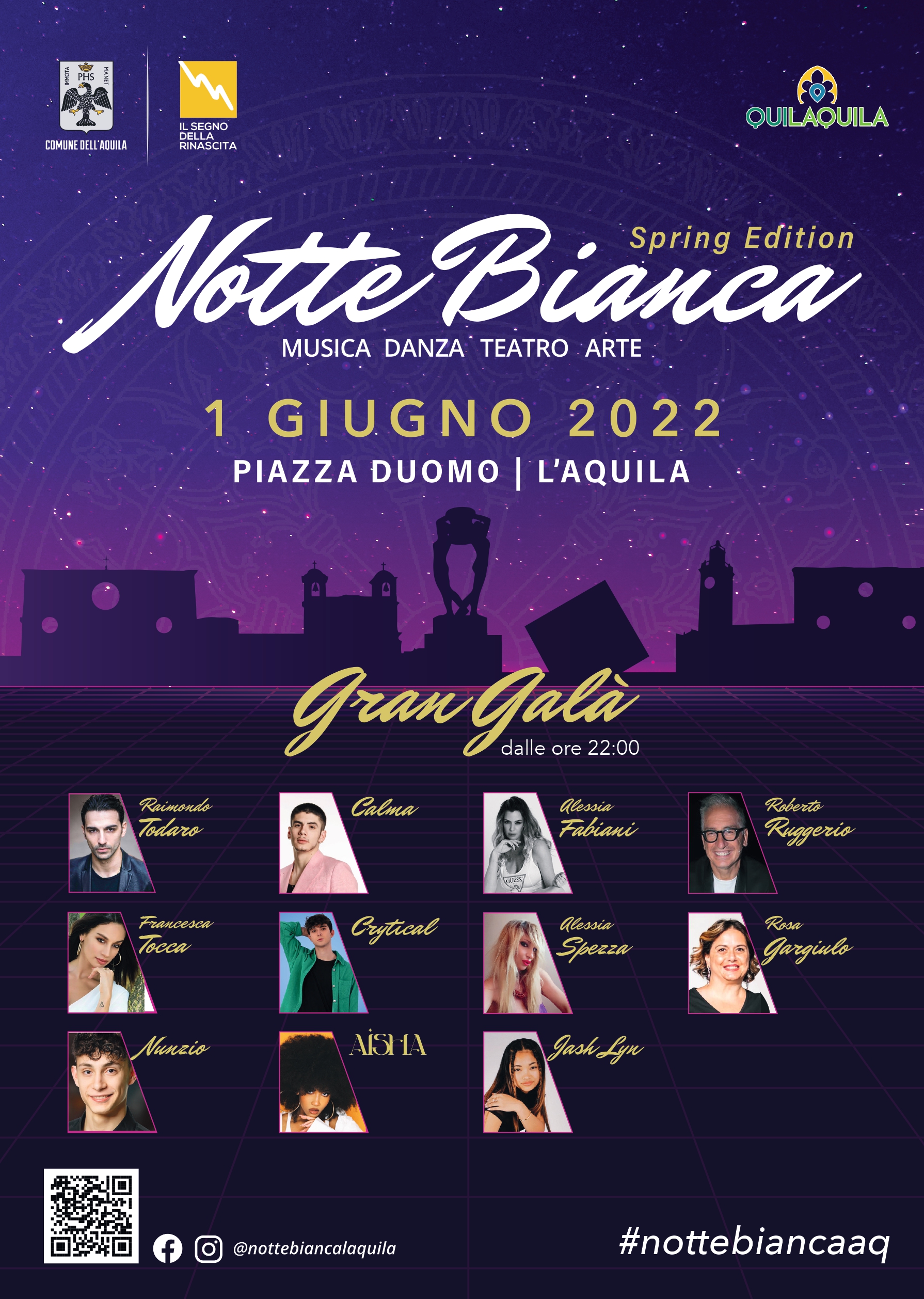 L'Aquila: il 1° giugno torna la Notte Bianca con tanti eventi e personaggi tv