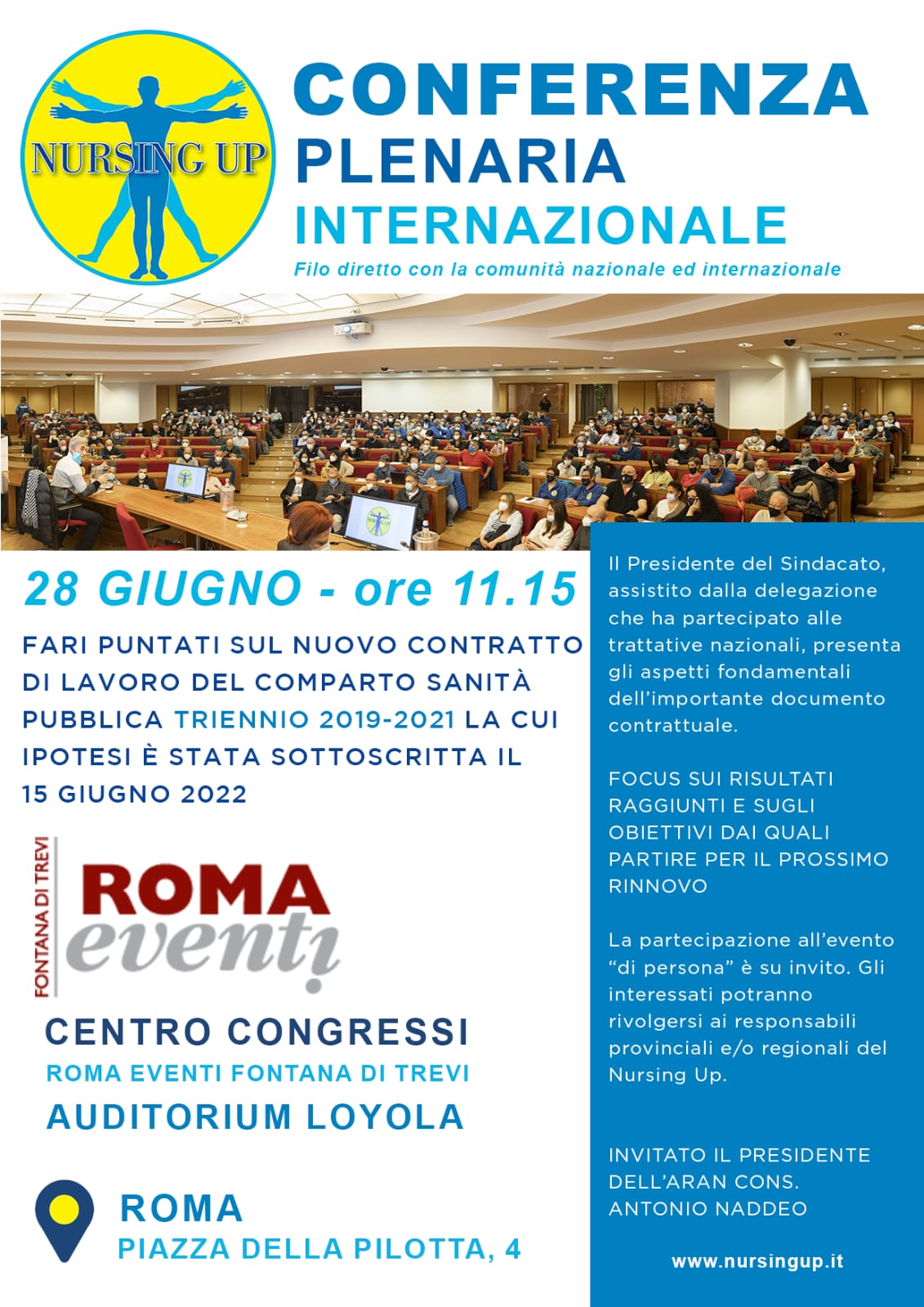 Sanità, Nursing Up: Conferenza Plenaria Internazionale il prossimo 28 giugno 