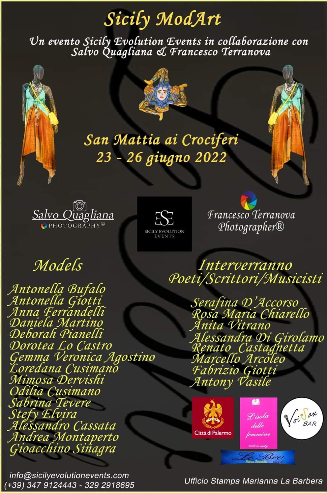 DAL 23 AL 26 GIUGNO A PALERMO LA MOSTRA FOTOGRAFICA DI SALVO QUAGLIANA E FRANCESCO TERRANOVA “SICILY MODART”.  NUOVA INIZIATIVA A CURA DI “SICILY EVOLUTION EVENTS” 