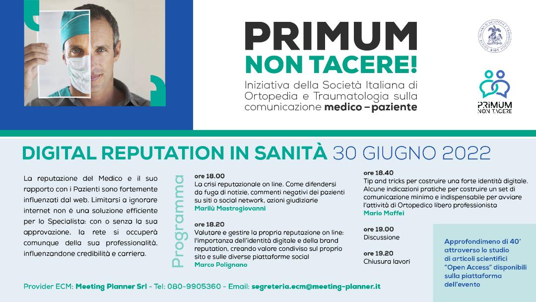 30 giugno: Fad gratuita con 3 crediti ECM sulla “digital reputation”